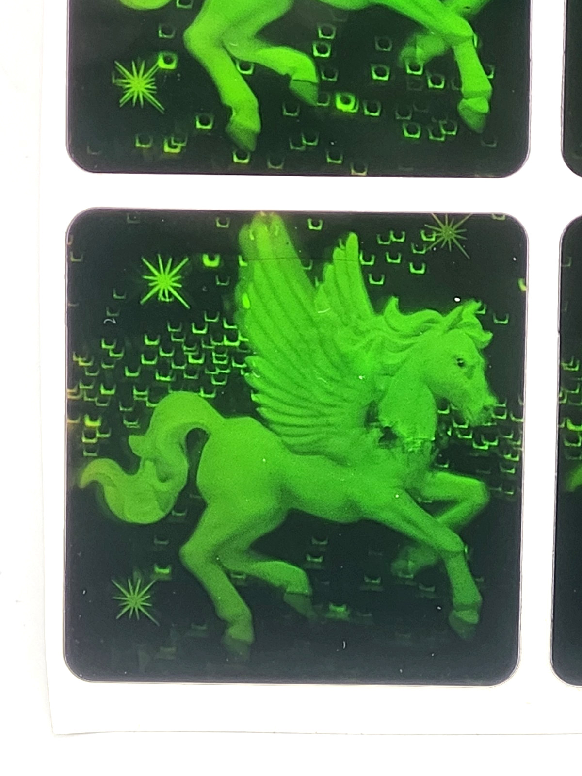 VTG Polaroid 3-D 90’s Hologram Stickers – Pegasus – Horse (4 ) 1.75 x 1.75″ EA
