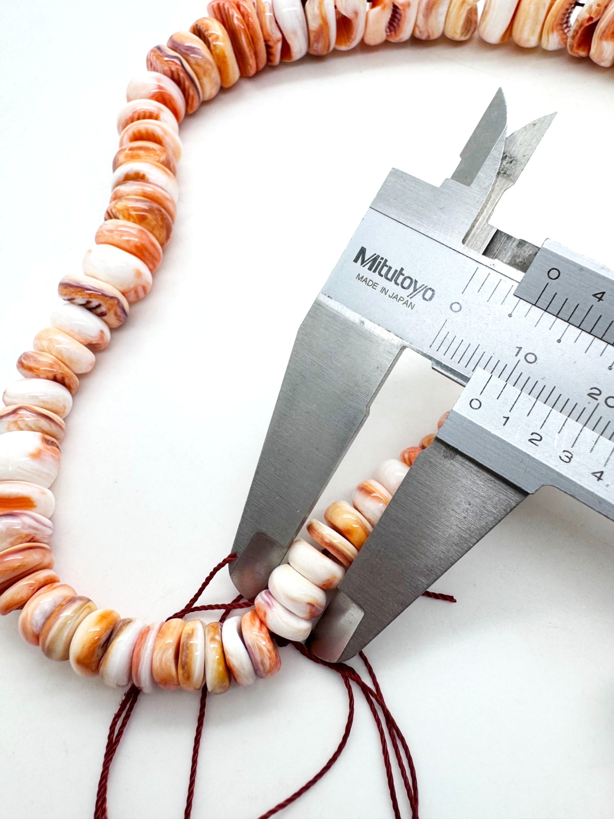 Genuine Natural Orange Spiny Oyster Rondelle Graduated Shell Beads PGS90J