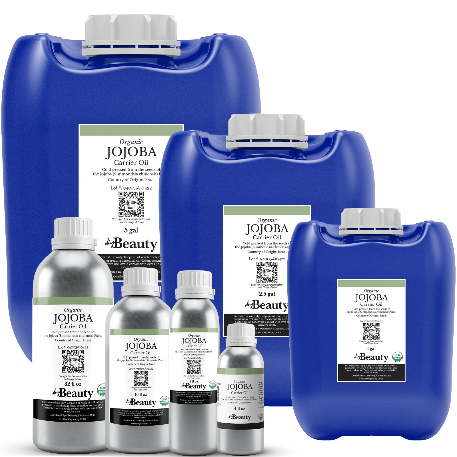 Bulk Jojoba Oil – Large Wholesale Size – Organic, Golden, 100% Pure & Undrefined