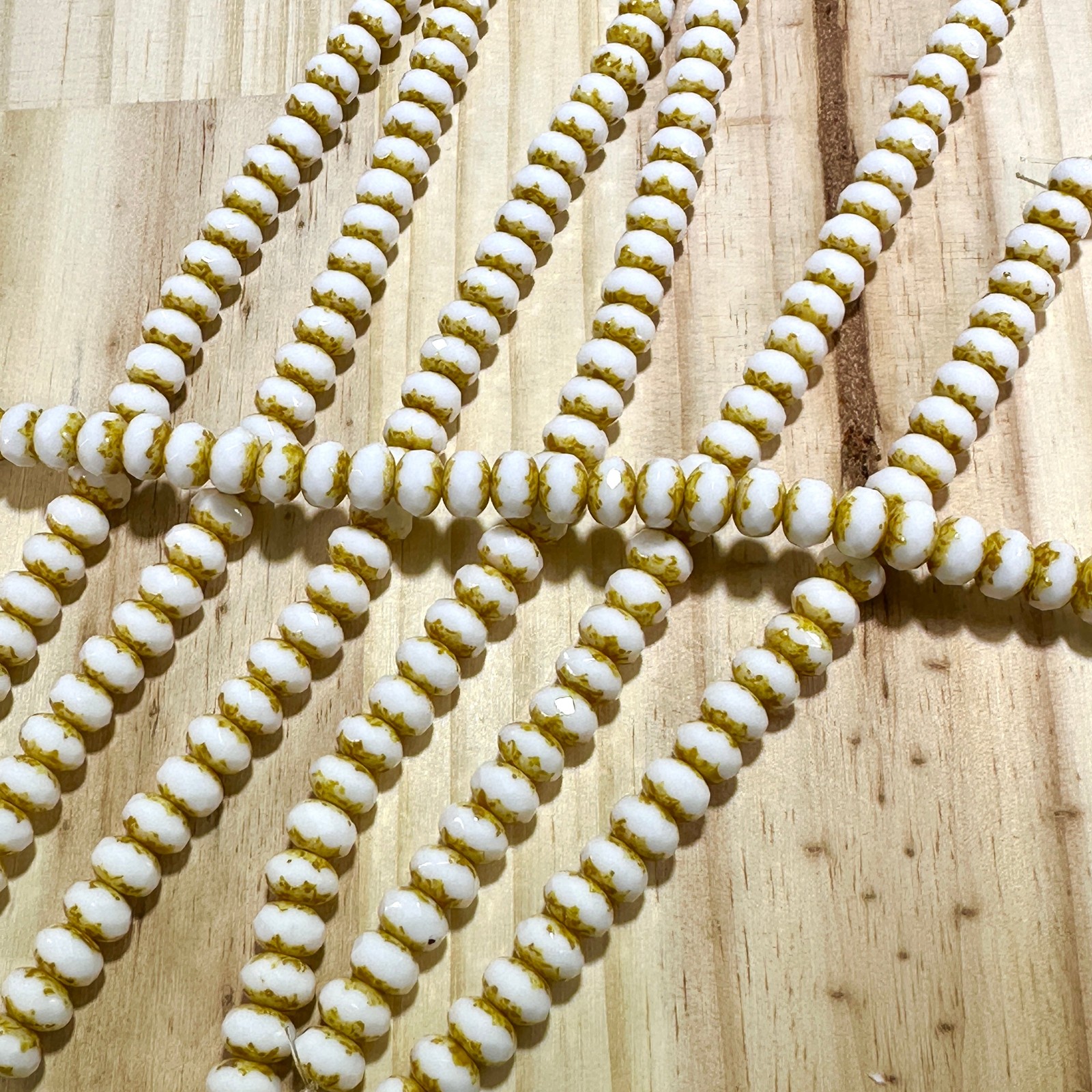 Czech Glass Rondelle Spacer Beads 6x9mm Butter Pecan tire/donut beads 28pcs J850