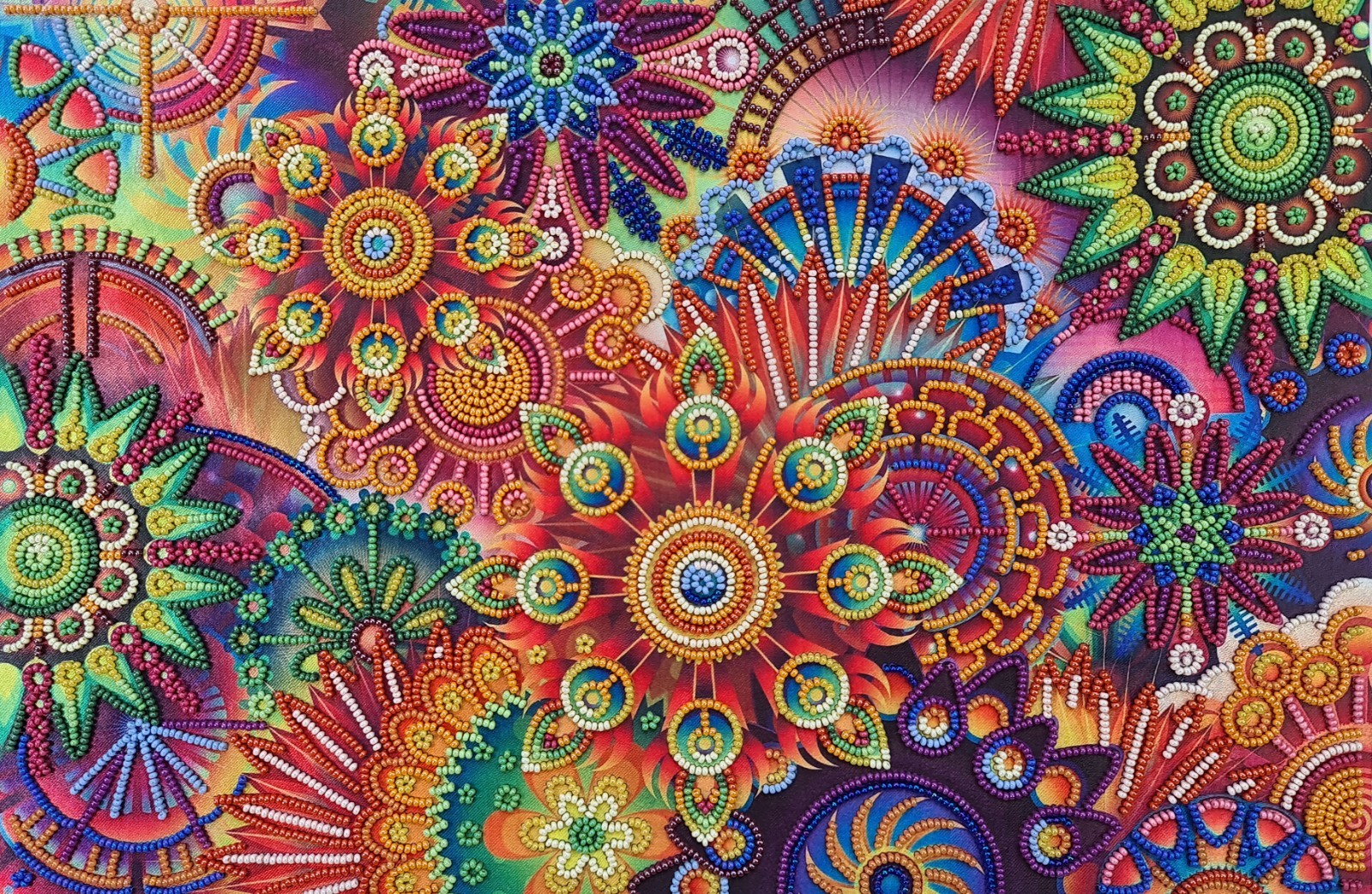 Rainbow Fractal bead embroidery kits Abstract beaded cross stitch kit