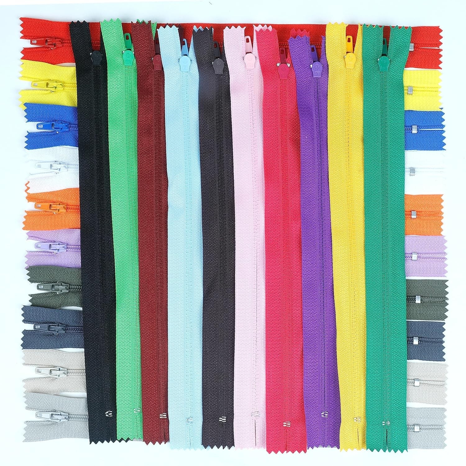 60 Pack 14 Inch Nylon Coil Zippers Bulk Assorted Colors for Sewing Crafts Tailor
