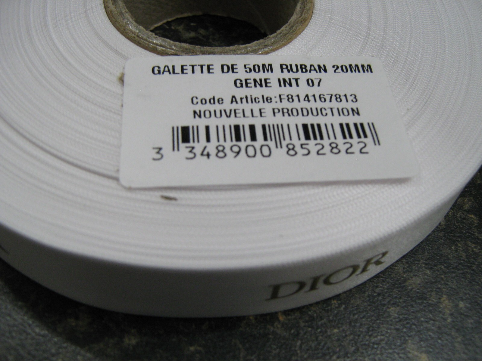 💯% Authentic ❤️ DIOR Ribbon White Satin w/ Gold logo ~SOLD BY THE YARD