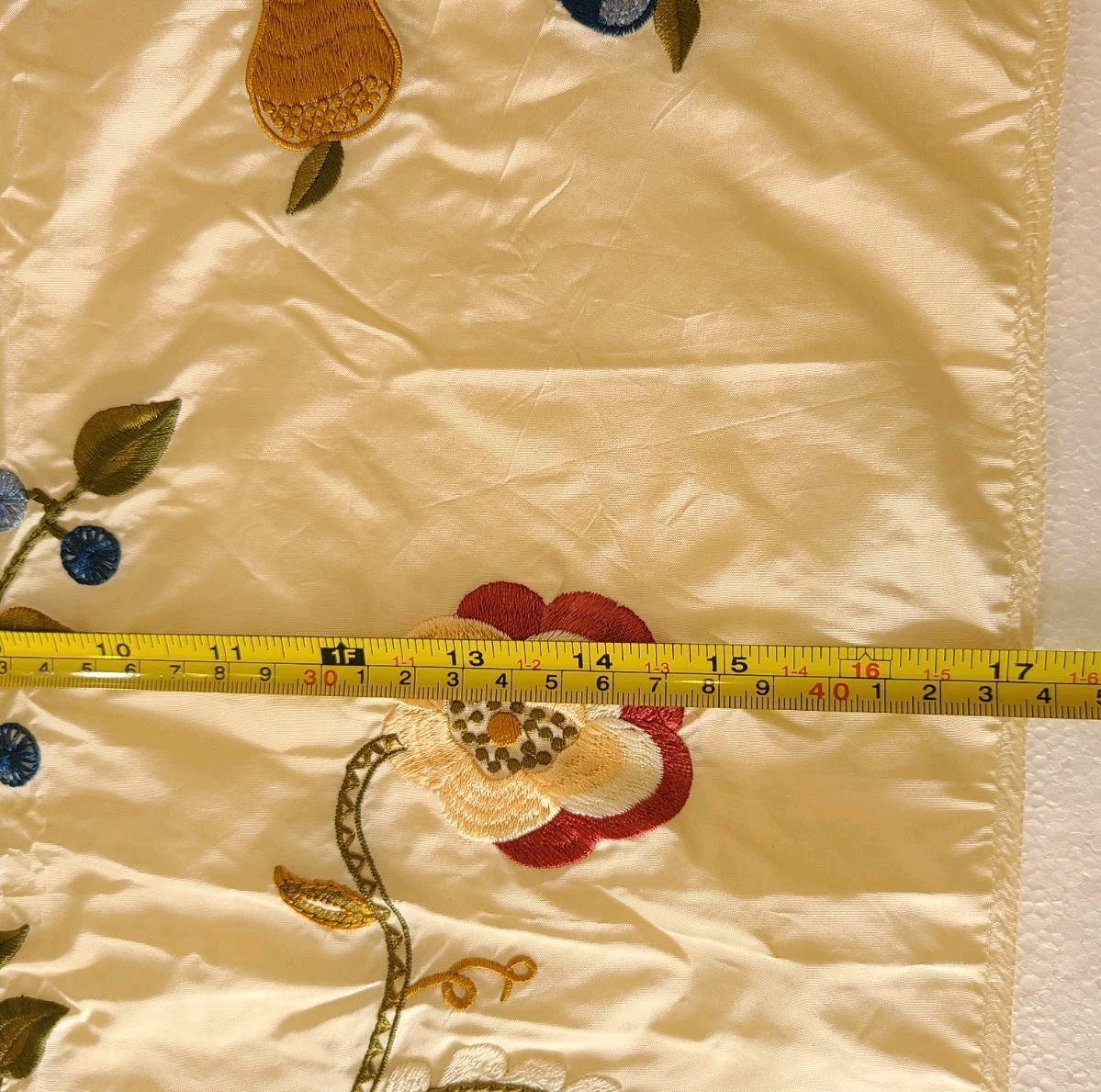 Designer Fabric Silk Samples Floral Butterfly Embroidered Cream Green Rose India