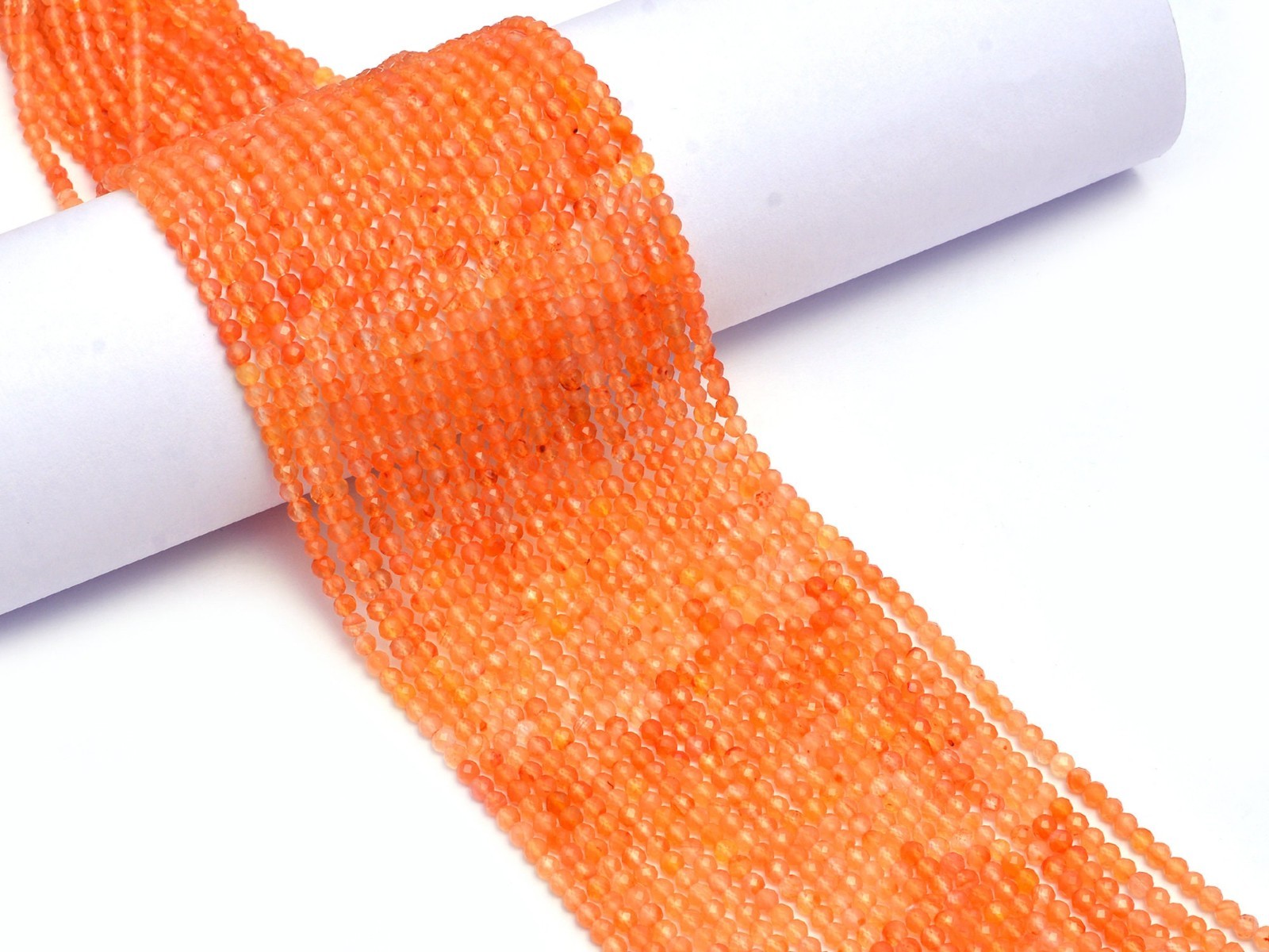 Natural Carnelian Faceted Round Balls Beads, 3.5 mm, 4 mm, Orange Carnelian Ball