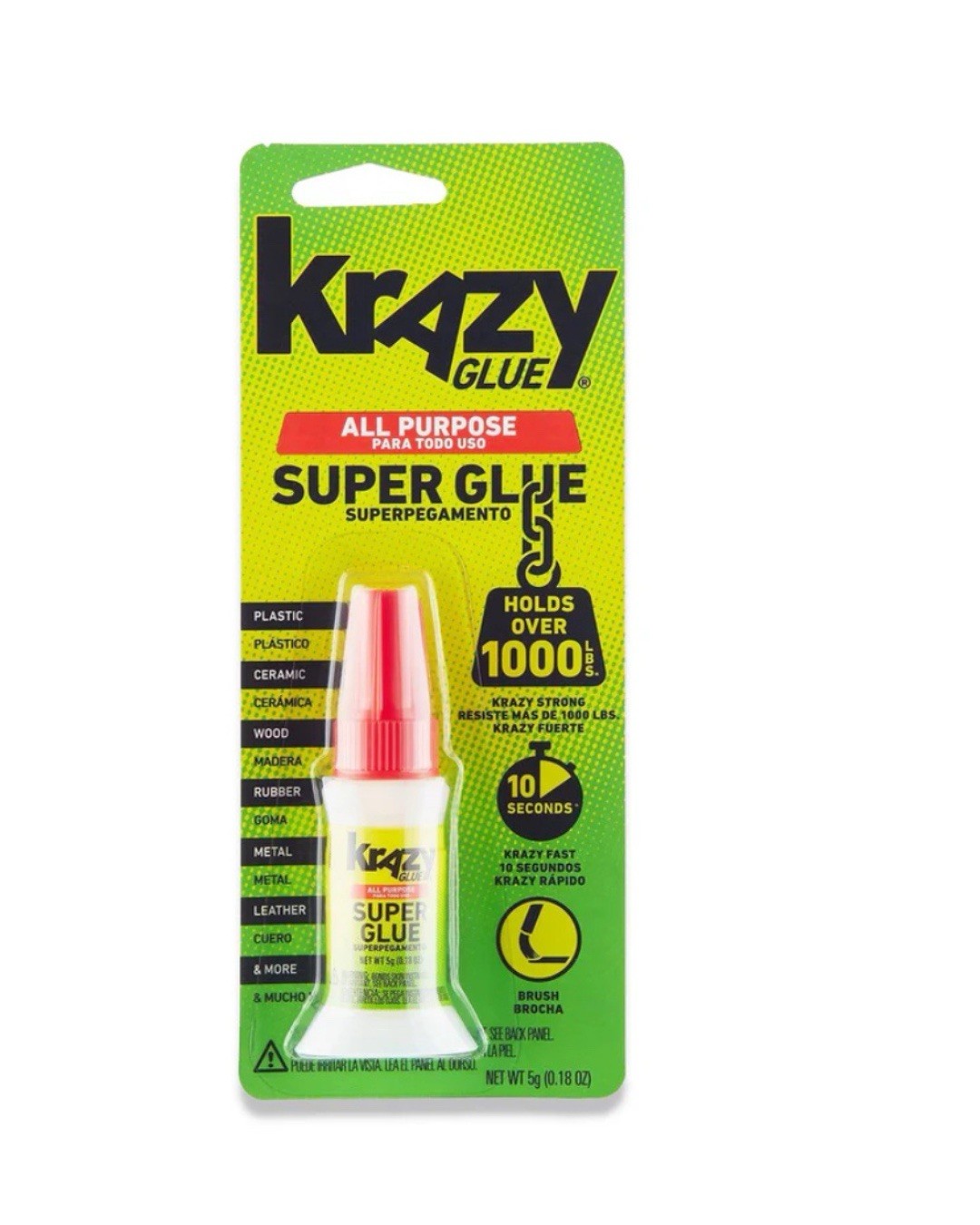 Krazy Glue All Purpose Brush-On Super Glue 5g / 0.18 oz Bottles (Pack of 6).