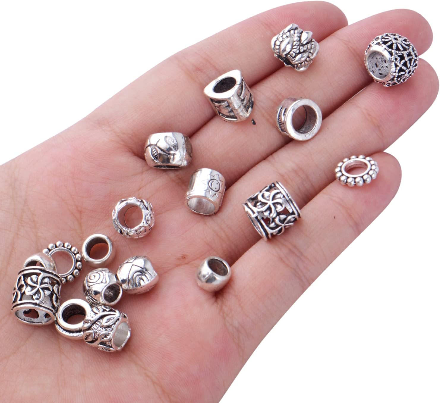 100pcs Tibetan Antique Silver Large Hole Spacer Beads for Jewelry
