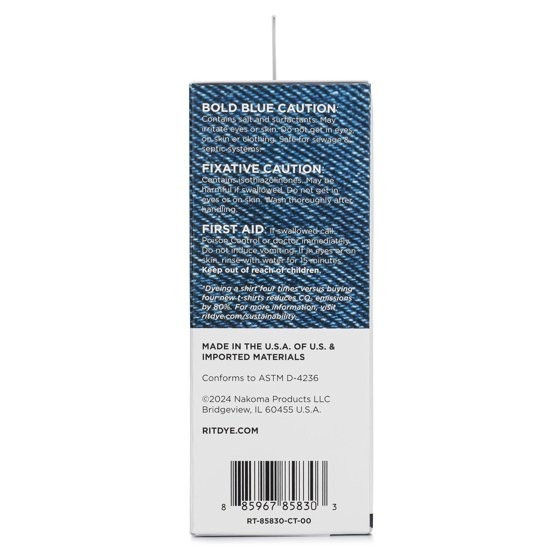 Rit Back to Blue Denim Dye Kit Restore Faded Jeans Bold Blue ColorStay Fixative