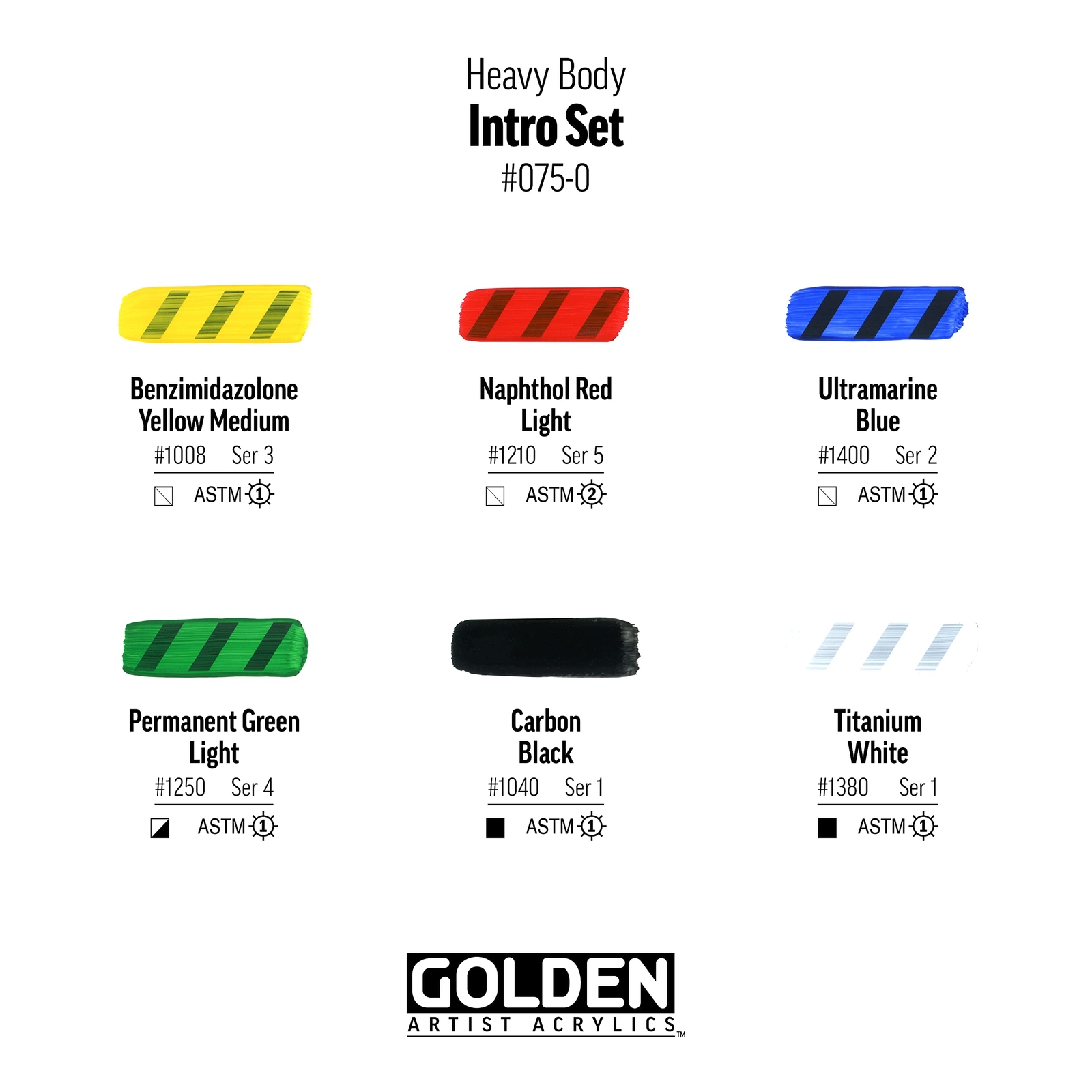 Golden Artist Colors Heavy Body Acrylics 6-color Intro Set