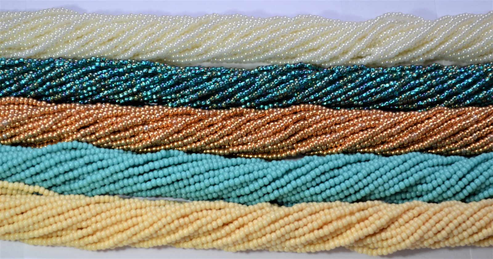 Turquoise & Sand Mix/Lot 11/0 Czech Glass Seed Beads, 5 Hanks