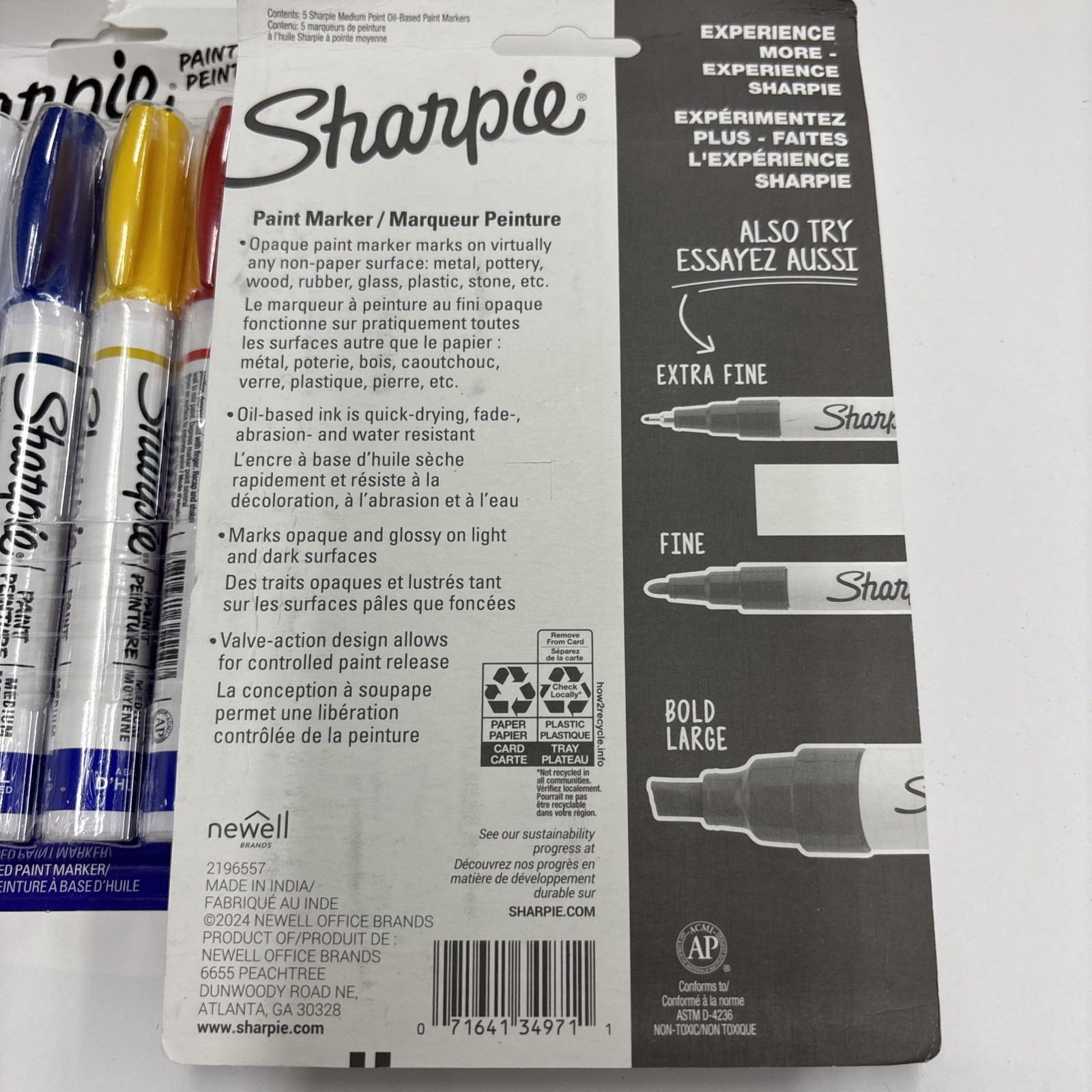2 x 5 Count Sharpie Oil Based Paint Markers Assorted Primary Colors Medium Tip