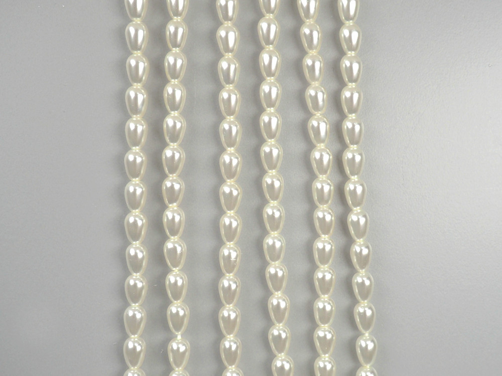 Czech Pear Shaped Glass Pearls 5x3mm or 7x5mm Bridal Cream Imitation Pearl Drops