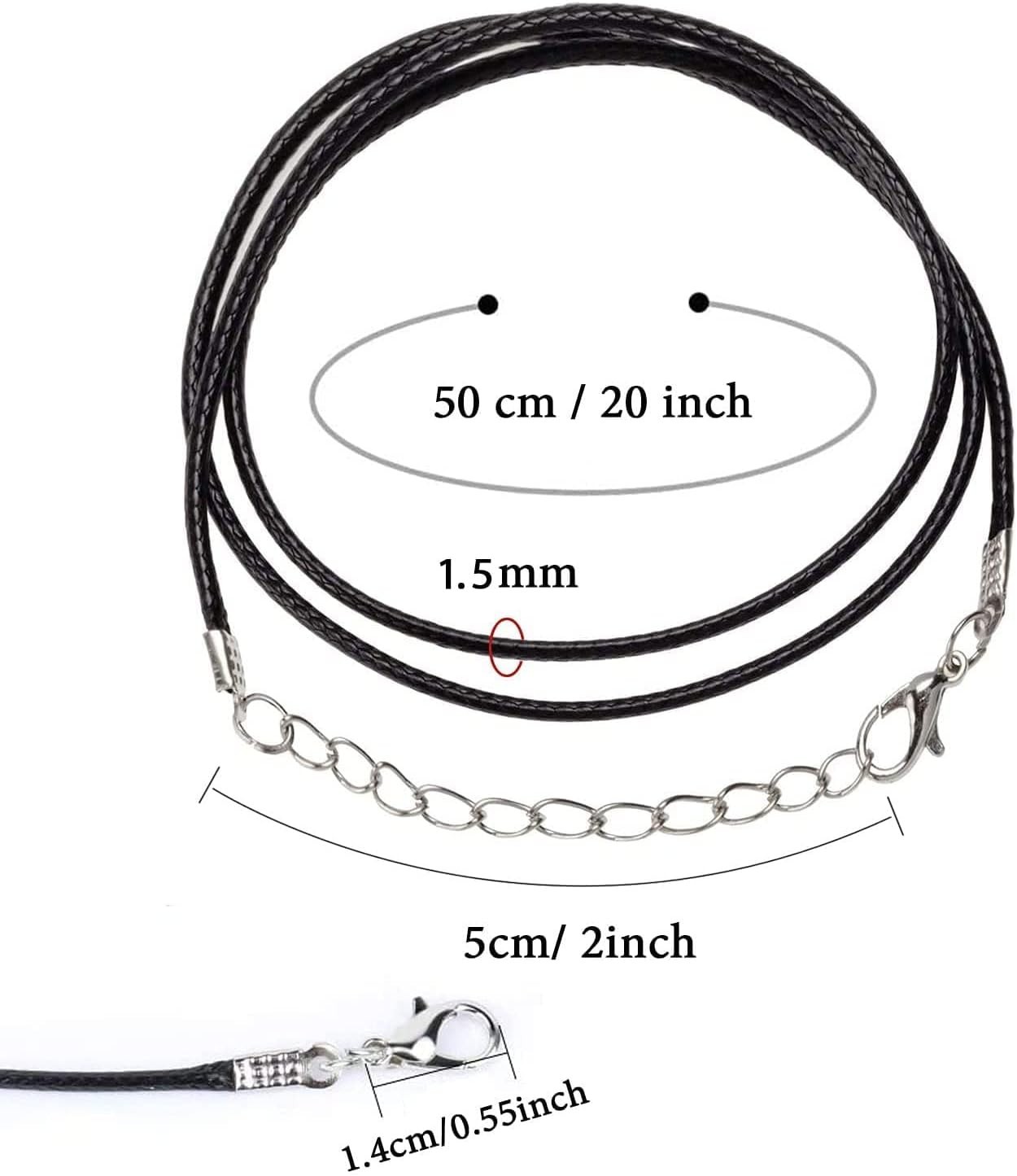 48 PCS Waxed Leather Cord, 6 Assorted Colors Rope Necklace with Clasp for Jewelr
