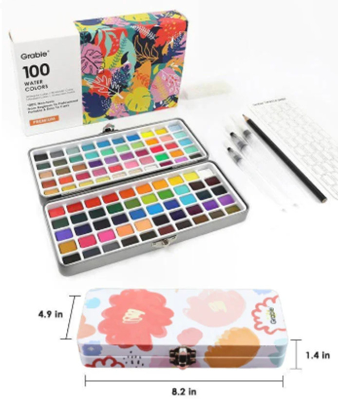 Grabie Classic 100 Watercolors set w/ Metallic, Macaron, & Fluorescent -NEW!