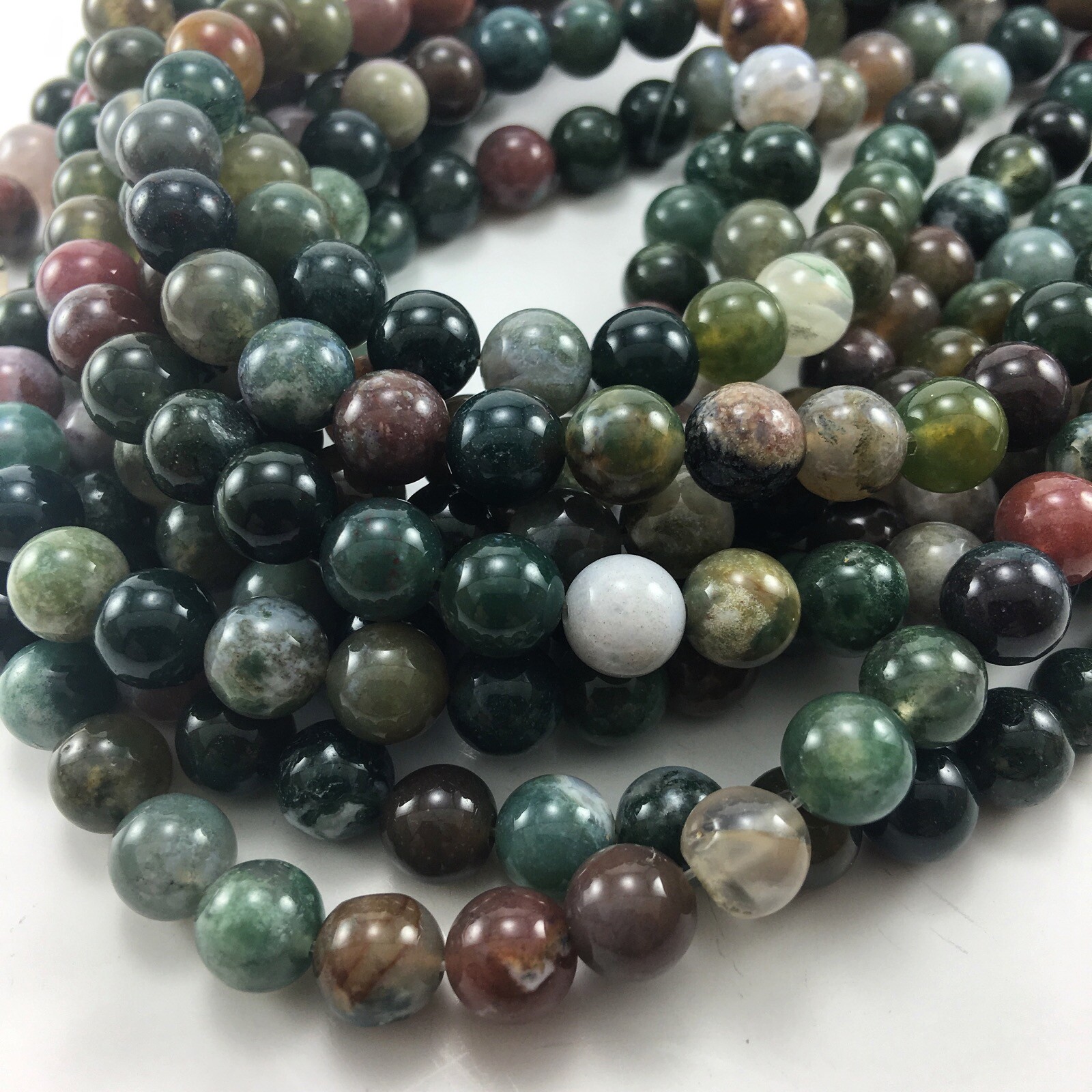 Natural Indian Agate Beads 15” Strand Round Jewelry Making 4mm 6mm 8mm 10mm 12mm