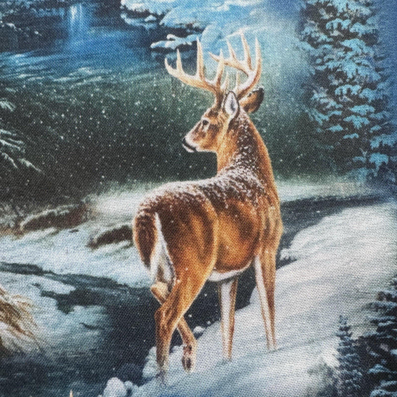 Springs Creative Wild Wings Wintergreen Scenic Deer Fabric By The Yard