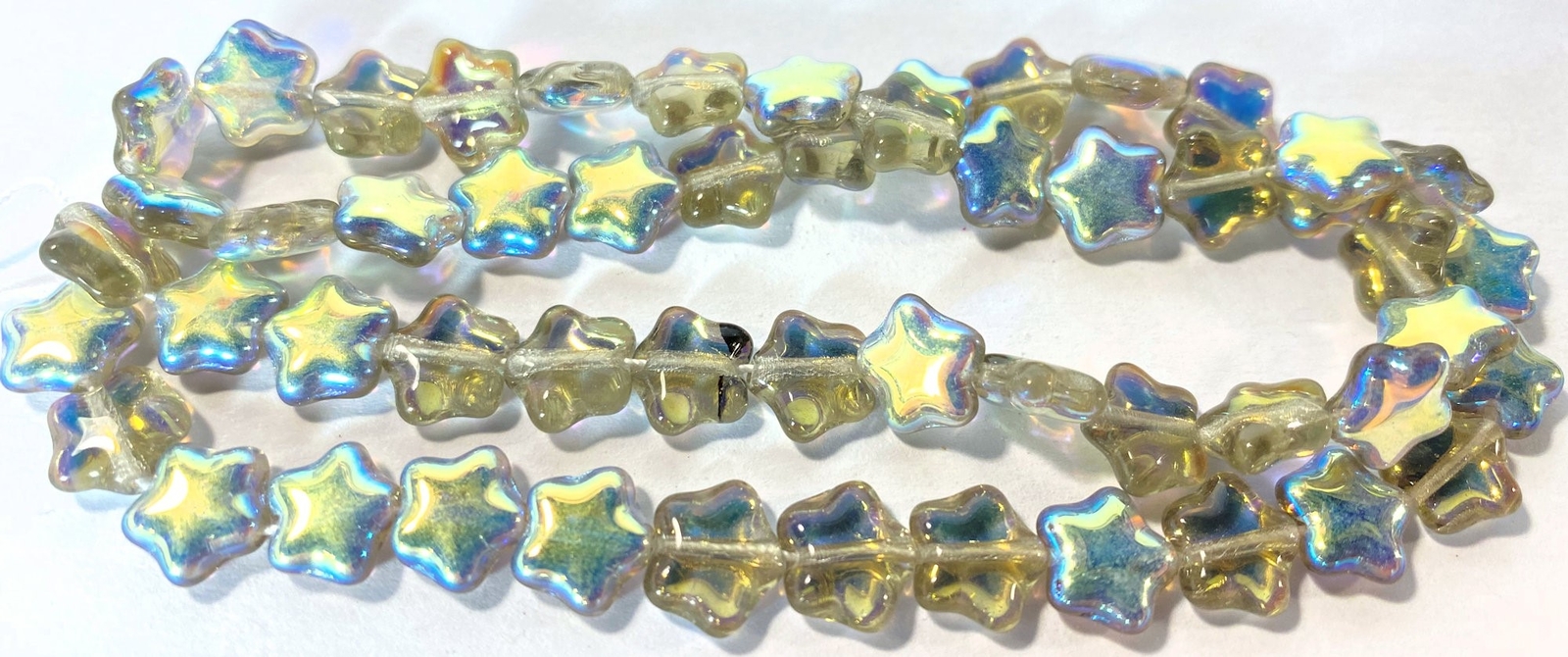 Bead, Czech Pressed Glass Aurora Borealis Smoke 8x8mm Star Beads 1 Strand(55)*