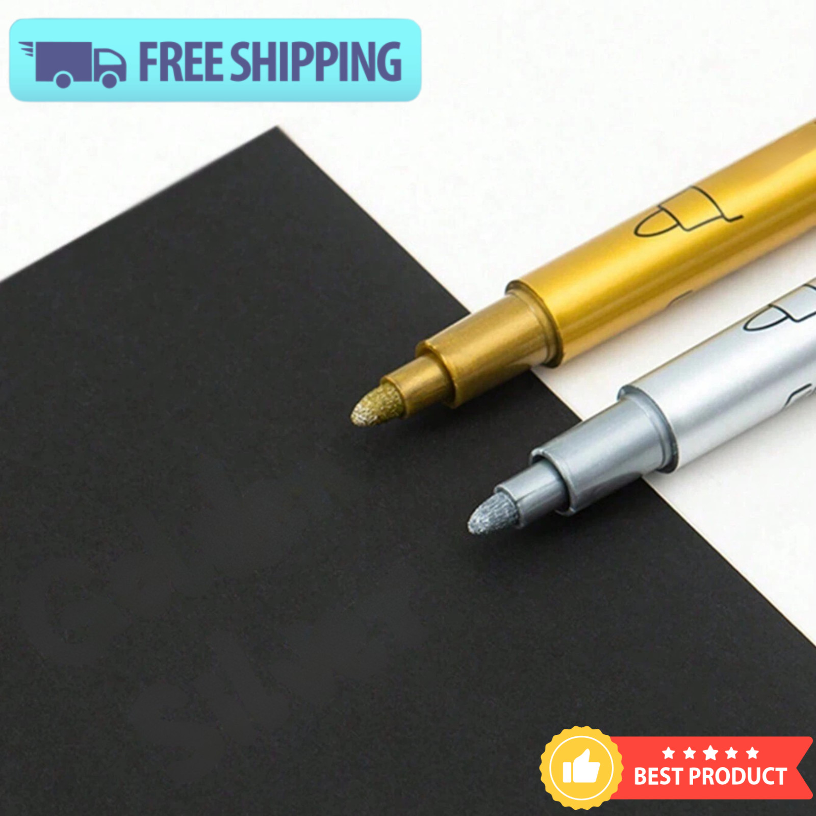 2pcs Gold Silver Metallic Paint Pens Acrylic Markers DIY Craft Scrapbook Card
