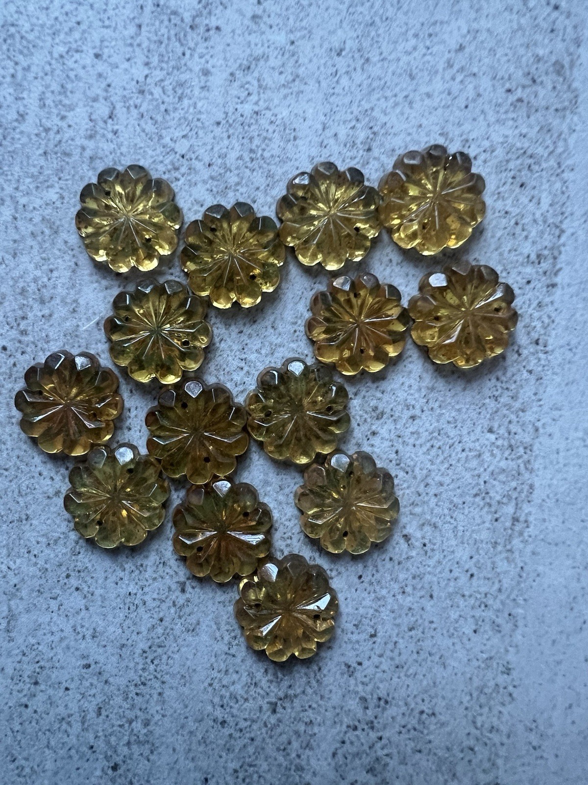 Vintage Czech Sew-On Glue-On Glass Stones Flat Back Gold Foil Yellow Dozen READ!