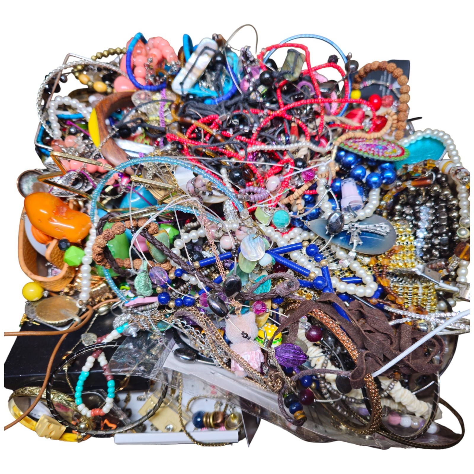 Craft Jewelry Lot 8.56 Lbs Wearable & Salvage Beads Chains Charms Maker Supply