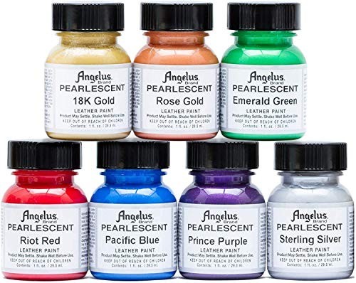 Angelus Acrylic Leather Paint Kit Pearlescent 7 Pack Set (1 oz each)