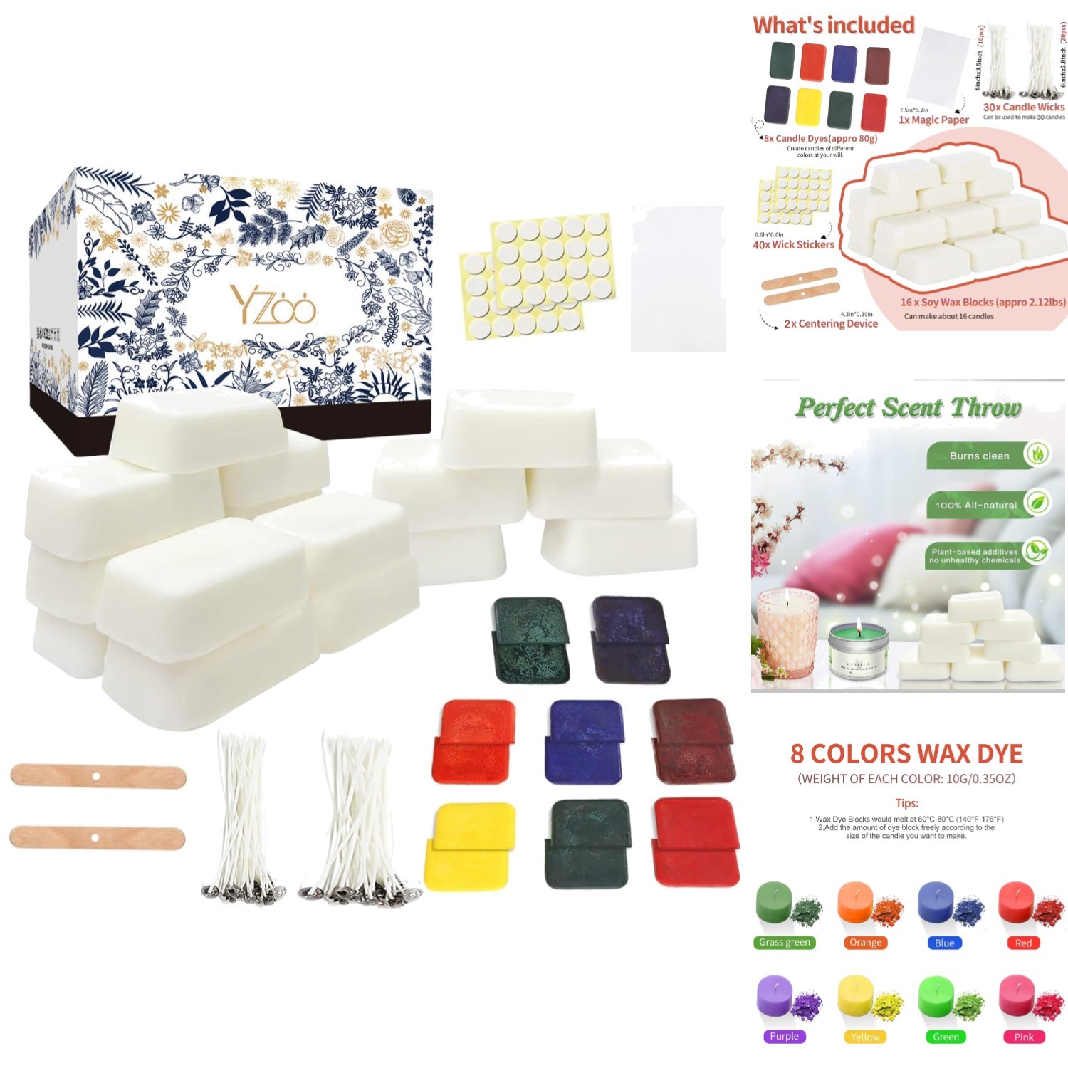 Complete Candle Making Kit with Soy Wax, Dyes, Wicks & More for Beginners