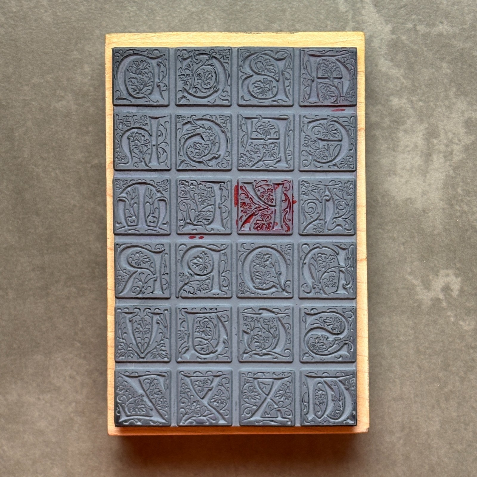 Magenta Celtic Ornate Letters Rubber Stamp A-Z Monogram Alphabet Tiles Initials