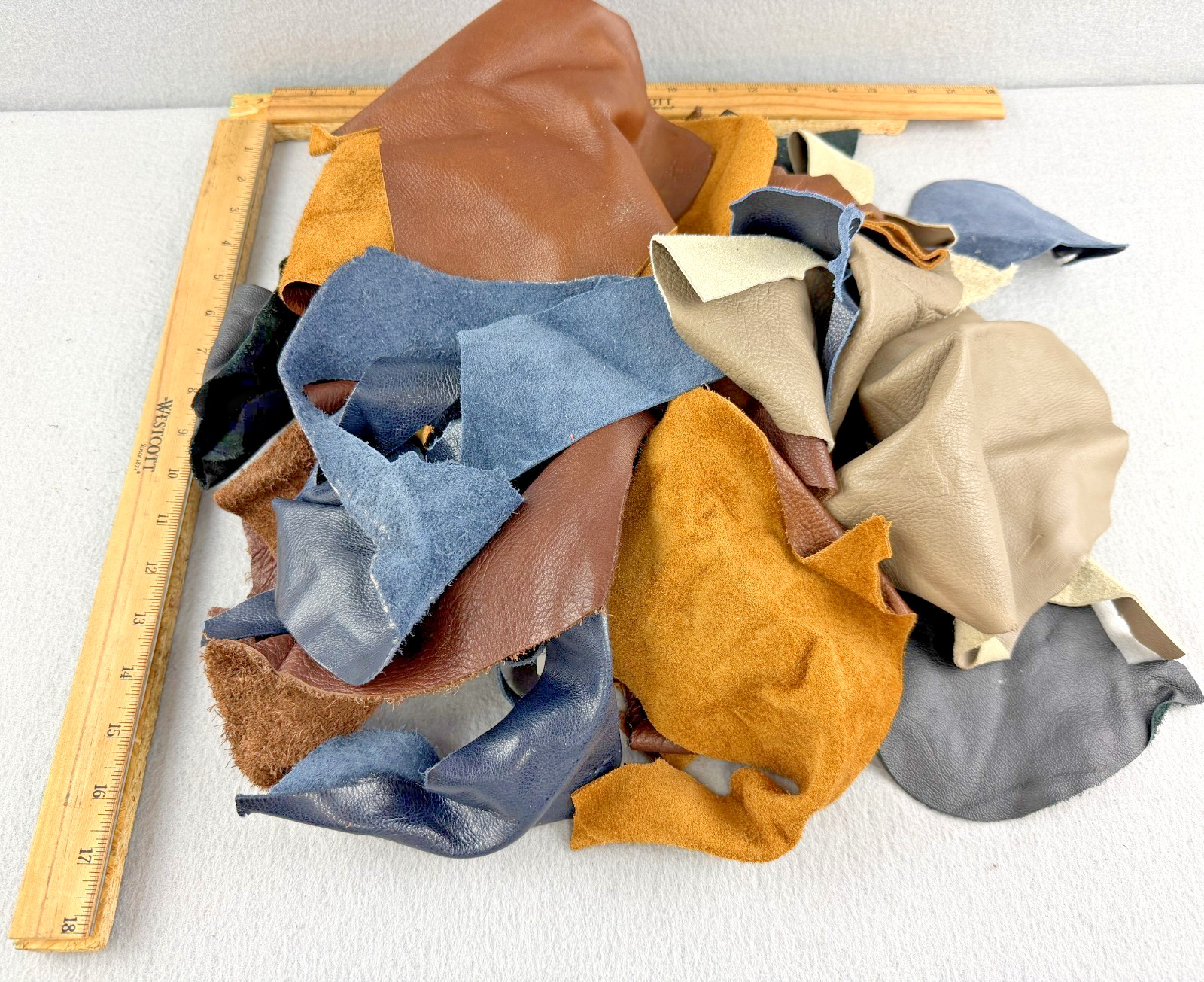Leather Scraps 2 Pounds Genuine Remnants Cut Offs Mixed Colors Craft Upholstery
