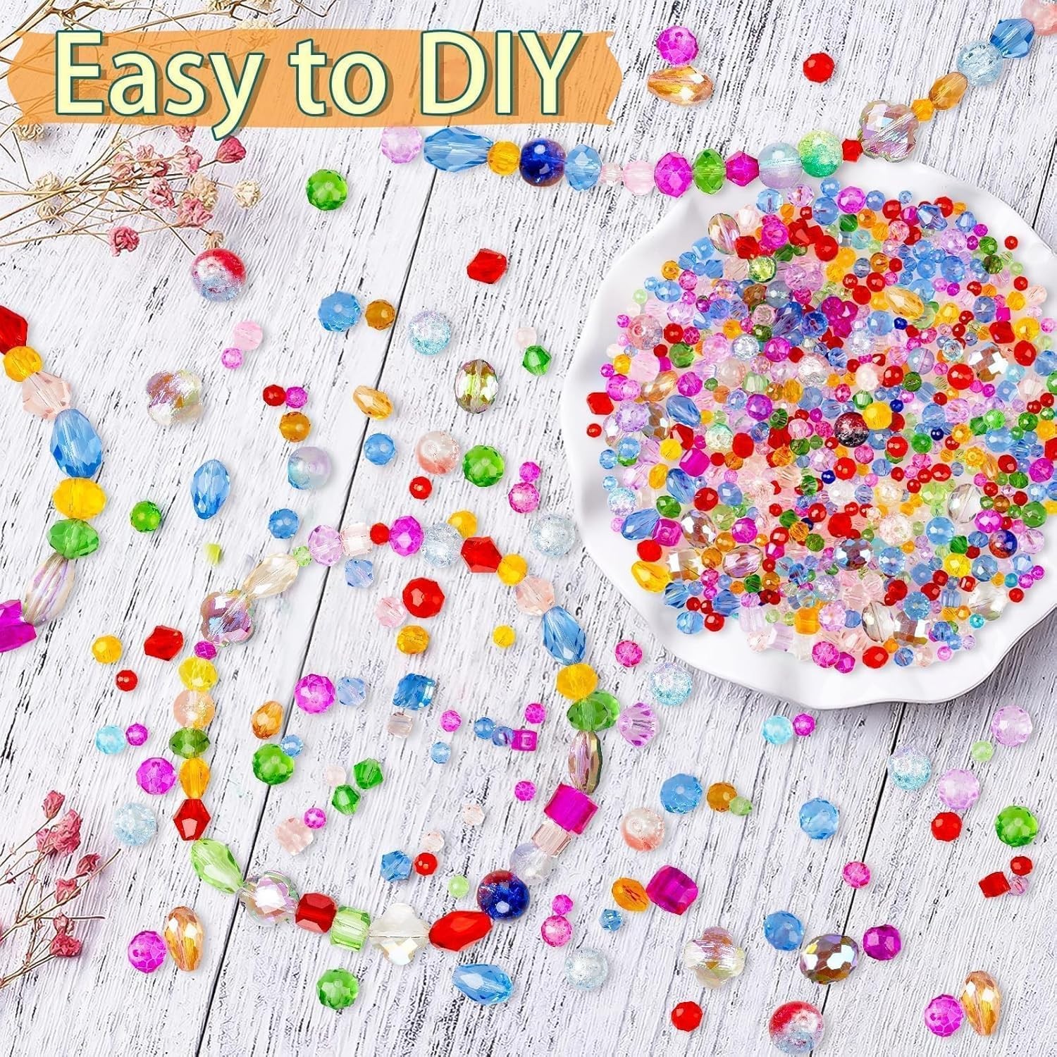 1272pcs Glass Beads for Jewelry 1272pcs, Colorful Rainbow Crystal