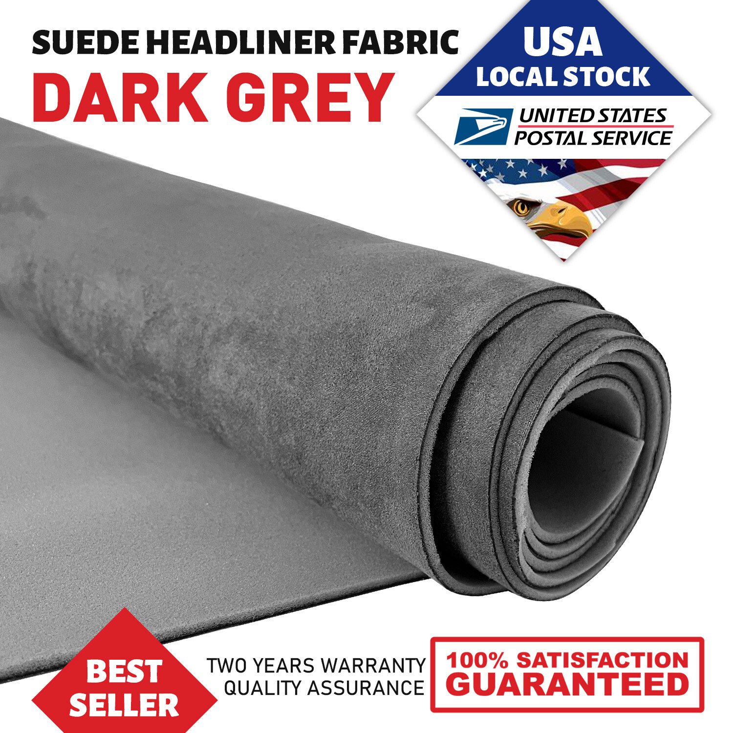 Suede Headliner Fabric 1/8″ Thick Foam Upholstery Roof Liner Replacement 60″ (W)