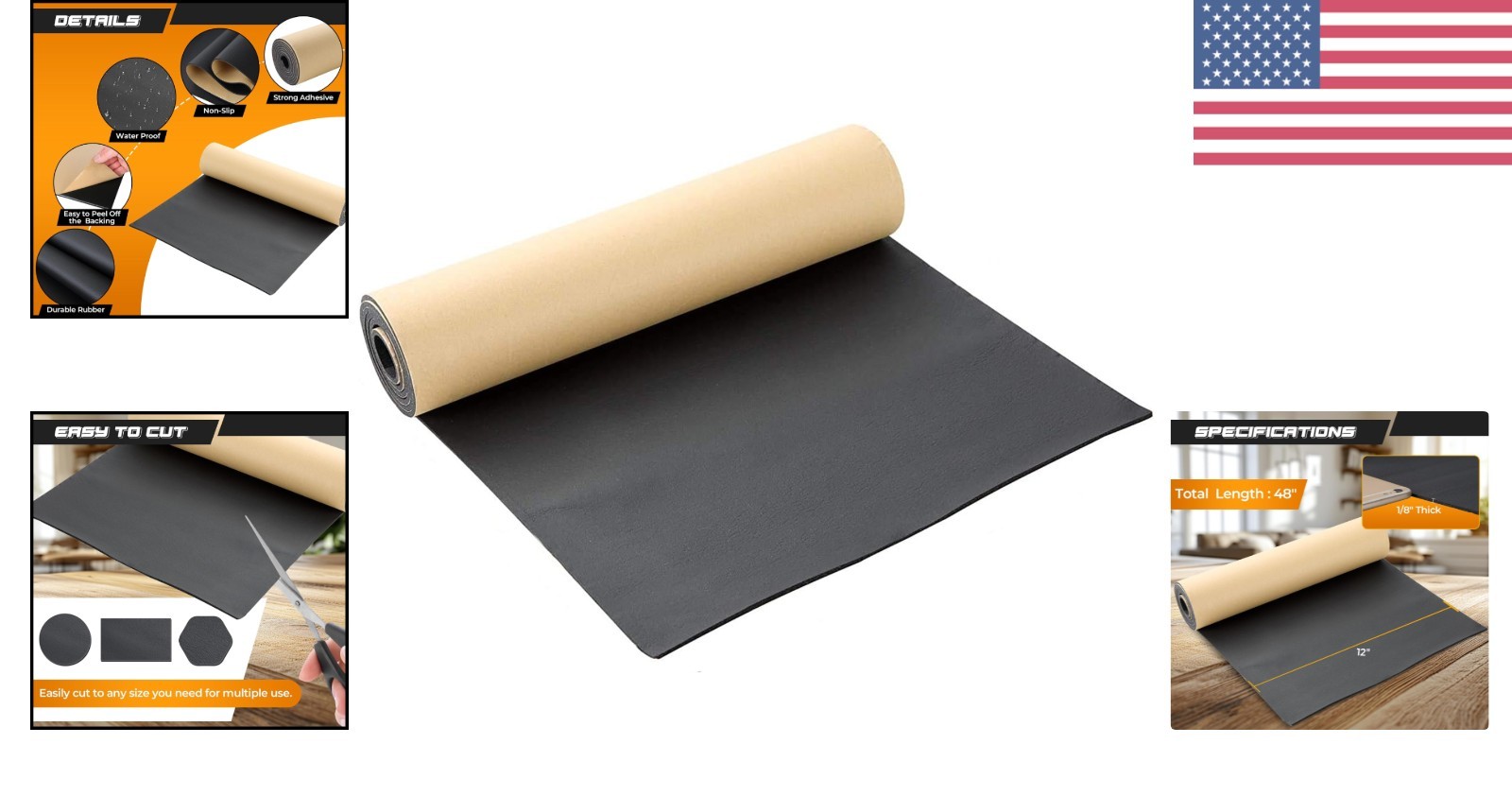 Durable 1/8” Thick Adhesive Neoprene Foam Sheet for DIY Crafts – 12” x 48”