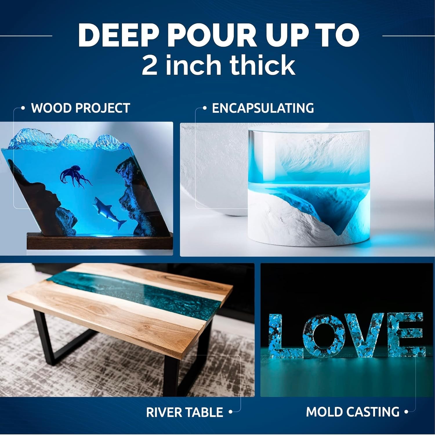 51 Oz Deep Pour Epoxy Resin Kit – Crystal Clear, UV Resistant & Food Safe