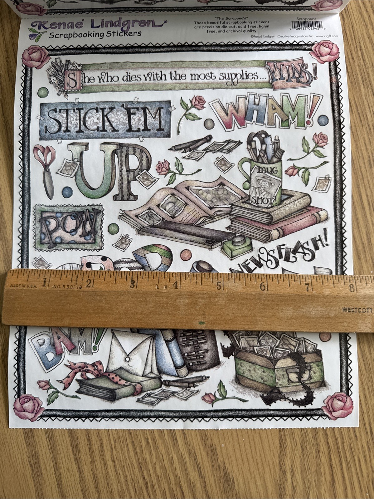 Renae Lindgren Creative Imaginations Stickers SCRAPANOS Sticker Roll 8×10 Sheets