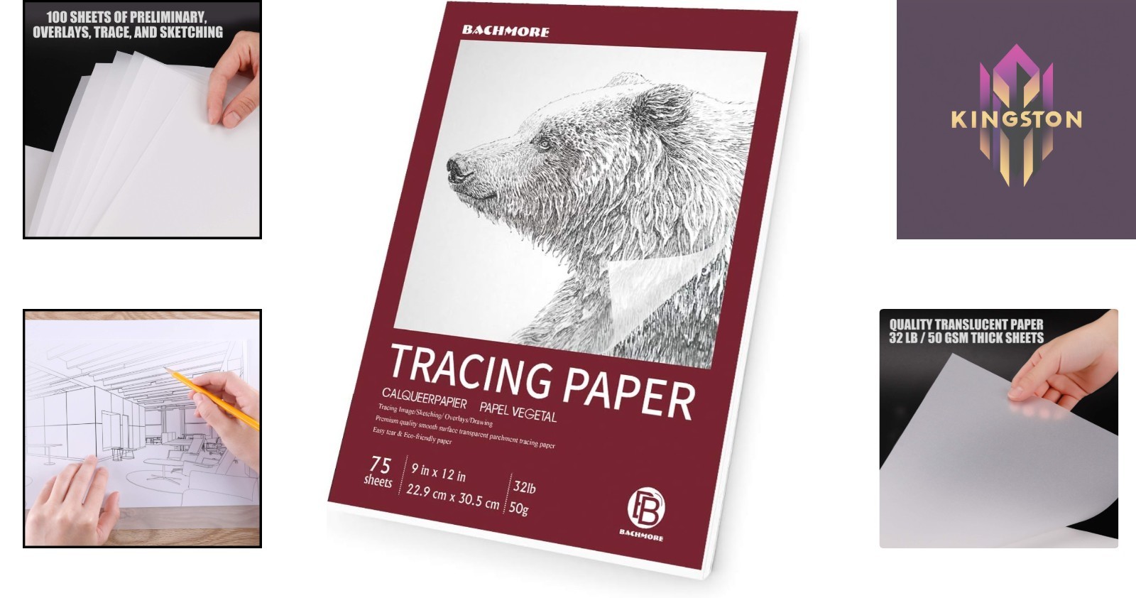 Bachmore 9″x12″ Artist Tracing Paper Pad – 75 Sheets, Acid-Free & Eco-Friendly