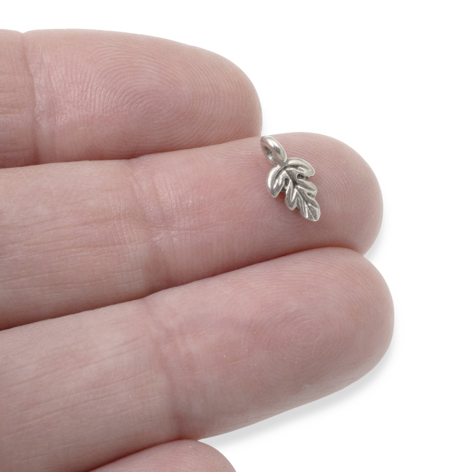 5 Petite Silver Oak Leaf Charms – Detailed Silver-Plated & Large Hole for Cord