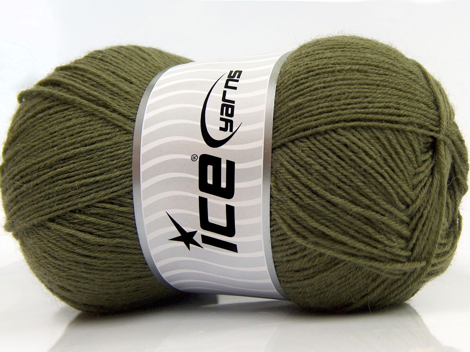 Khaki Green Solid Color Sock Yarn 67778 Ice Yarns 100g 459y Superwash Wool Nylon