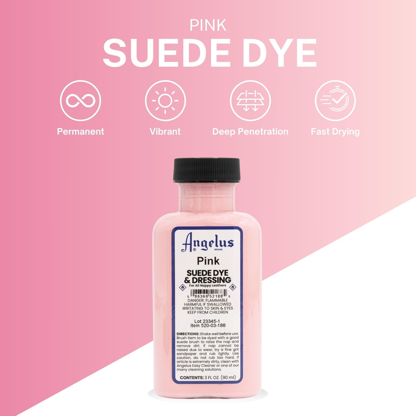 Suede Dye Pink 3 oz Liquid for Nubuck and Nappy Leather