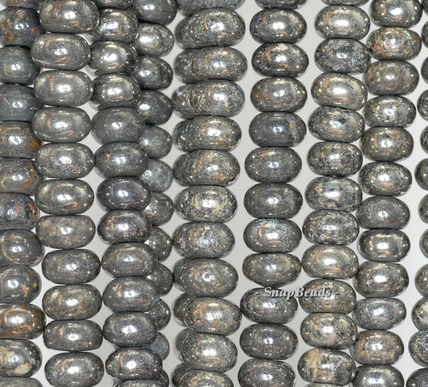8X5MM IRON PYRITE GEMSTONE GRADE AB RONDELLE 8X5MM LOOSE BEADS 7.5inch