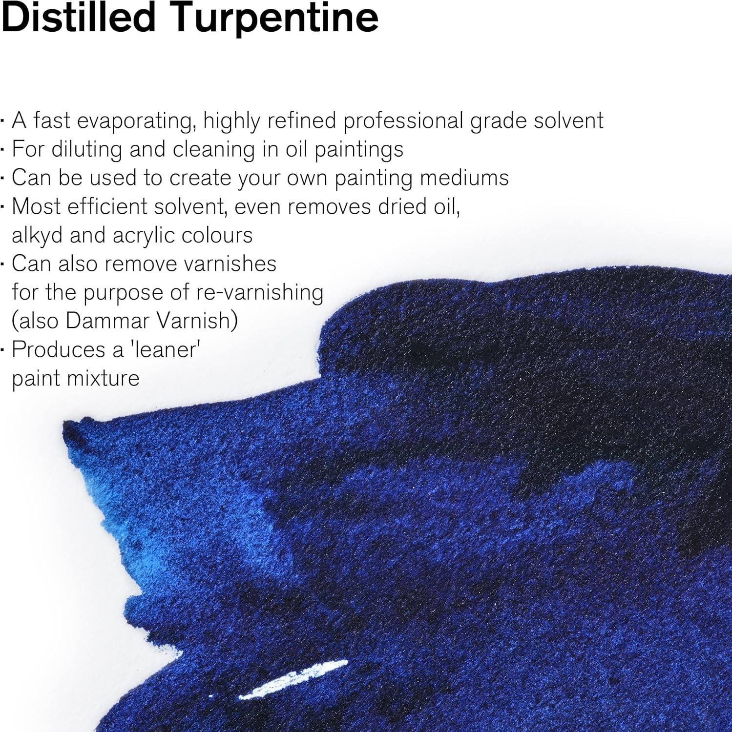 Distilled Turpentine 75 ml 2.5 oz Bottle for Oil Paint Thinning Medium
