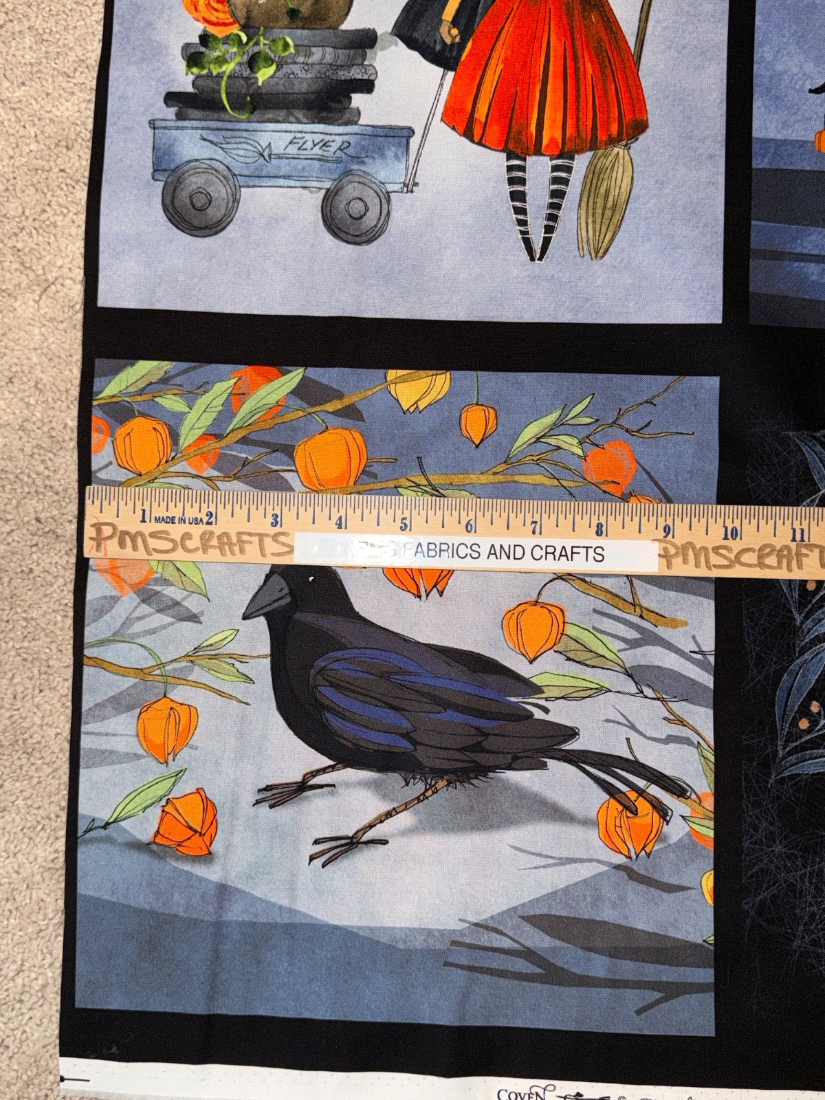 MODA Gothic Halloween COVEN 100% cotton fabric panel 24×44 – 8 blocks & border