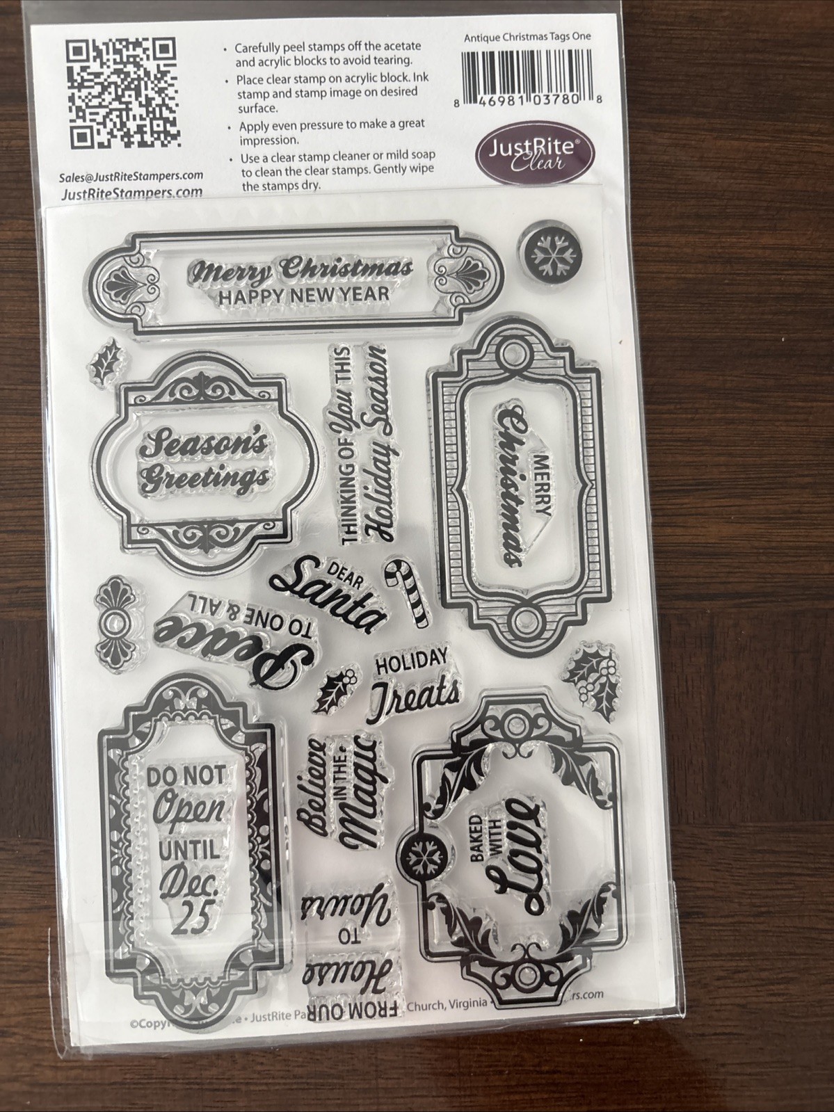 justrite stamp Clear Antique Christmas Tags One