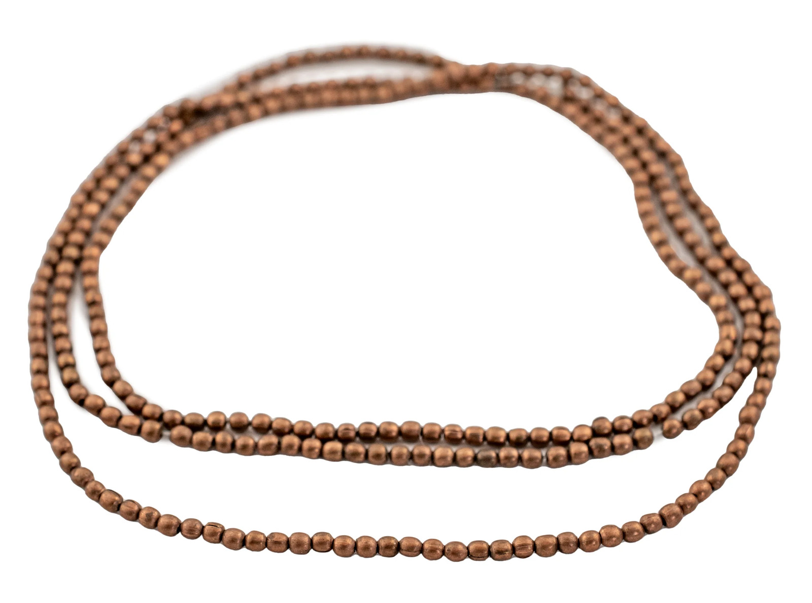 Copper Tiny Melon Beads 2mm Round 22 Inch Strand
