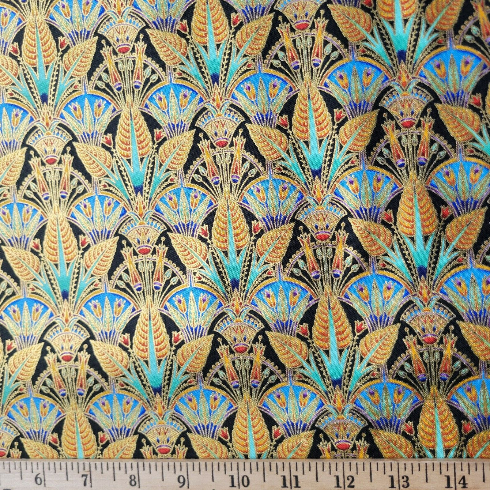 Ancient Egyptian Dense Motifs on Black, R. Kaufman Ancient Beauty Collection