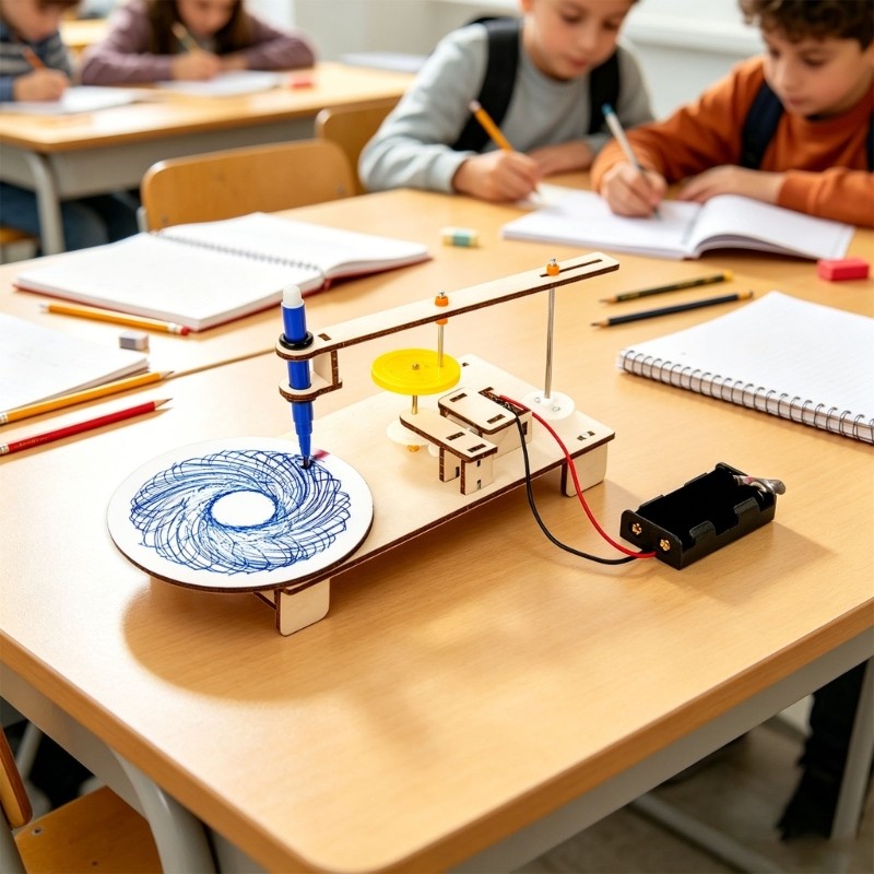 Creative Wooden Plotter Assembly Toy Enhances Kids Engineering Skills