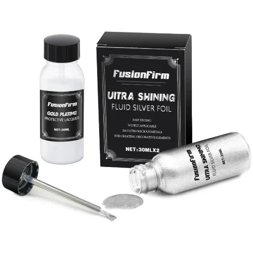 Liquid Silver Leaf Paint Kit – Alcohol-Based Quick Dry Ultra Shiny Metallic