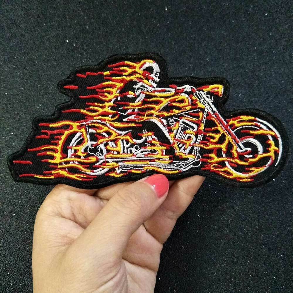 GHOST RIDER Flaming 5″ x 2.5″ Embroidered Sewn On/Iron on Patch