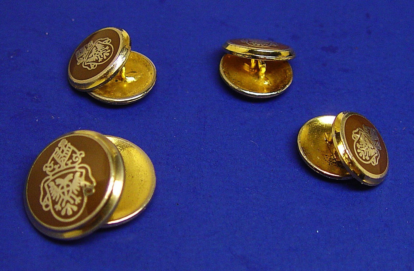 UNKNOWN BRAND replacement button 8 gold tone metal w/brown enamel Good Used Cond