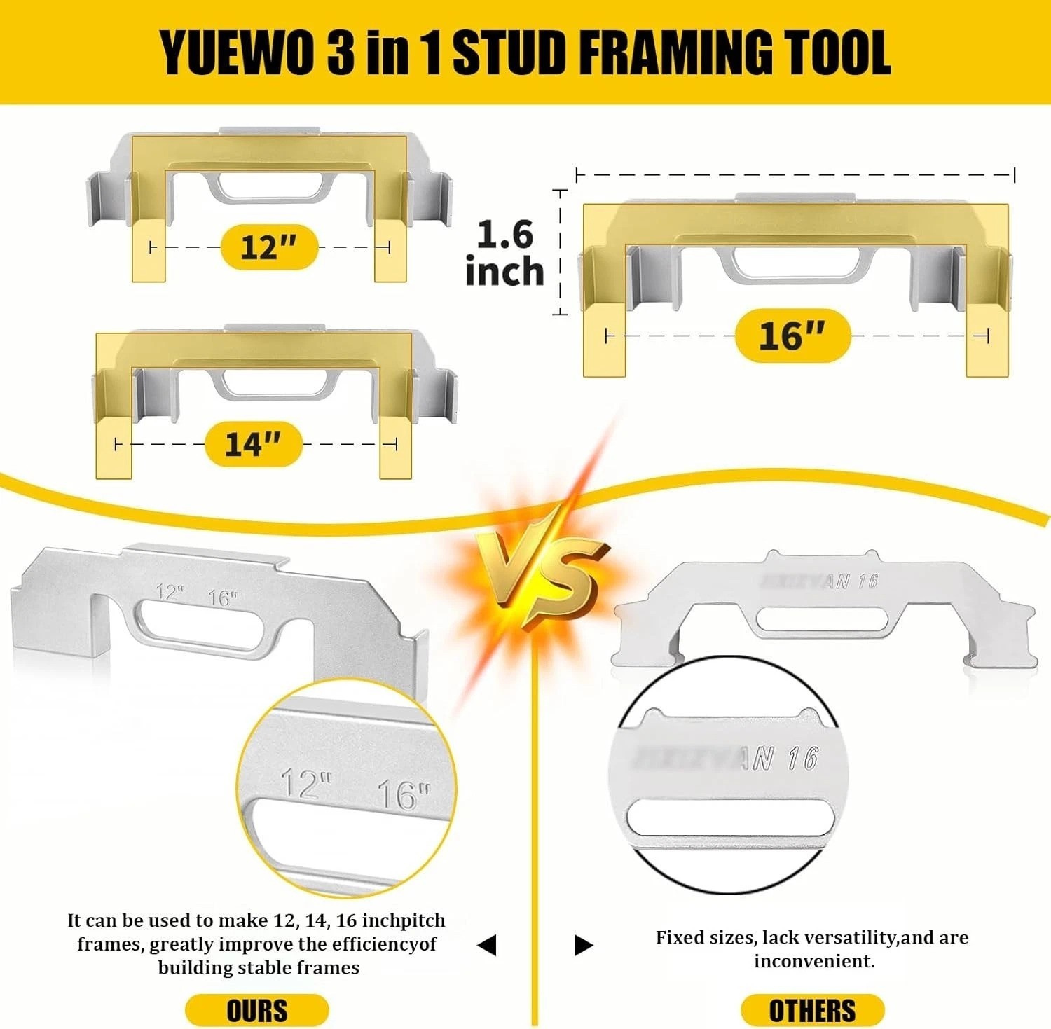 Durable 100% Cast Aluminum Stud Spacing Tool – For DIY & Professionals Alike
