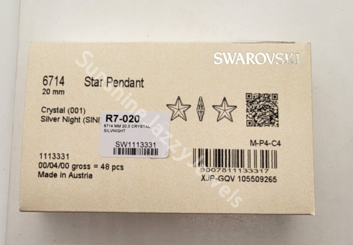 Swarovski Crystal Silver Night 20mm Star 6714 Pendant; Metallic Silver Color Mix