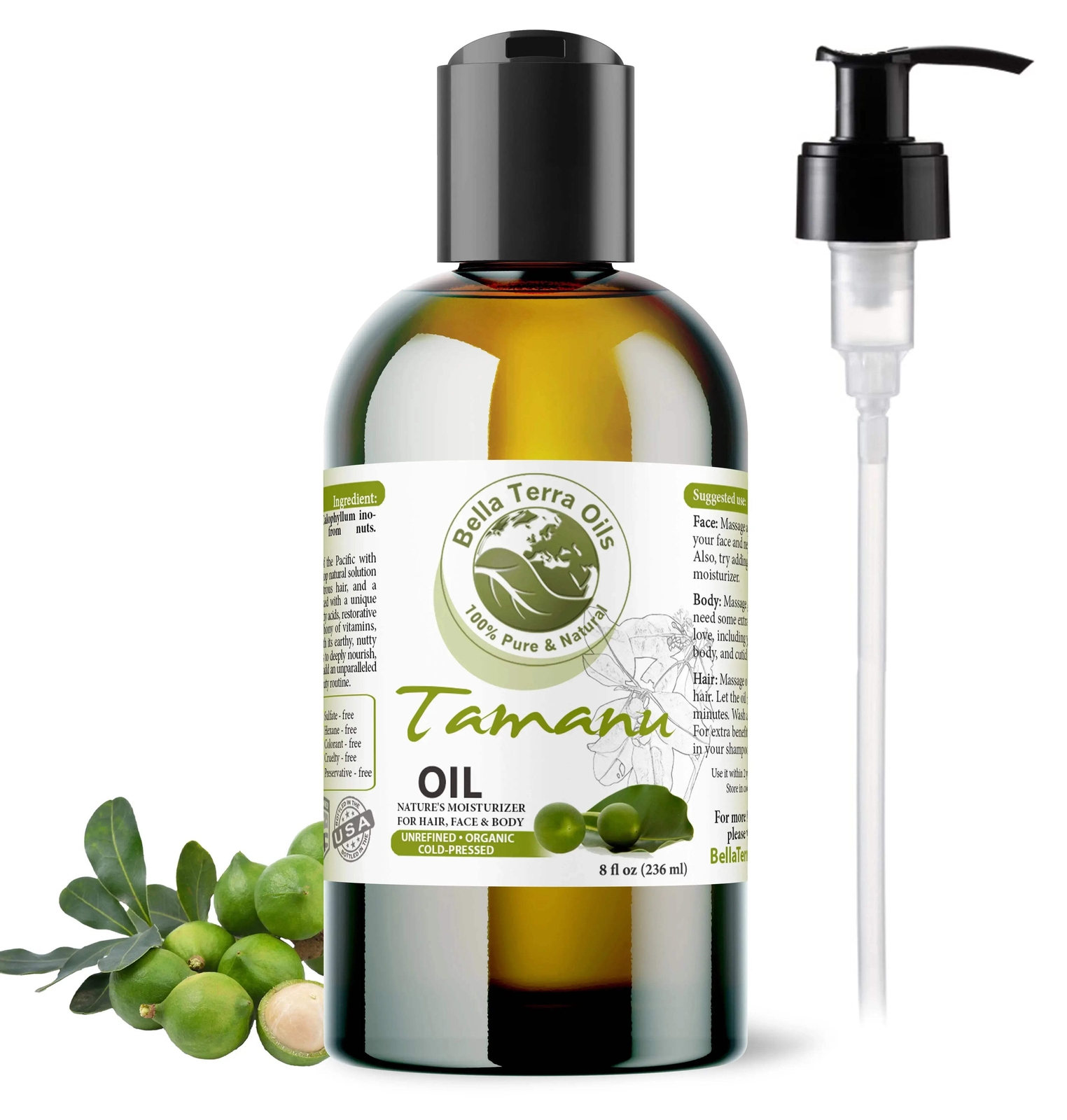 Organic Tamanu Oil 8oz – Pure, Cold-Pressed, All-Natural Oil for Beauty & Wellne